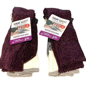Muk Luks 4 Pairs Womens Crew Socks SOFT NEW Size 6-11
